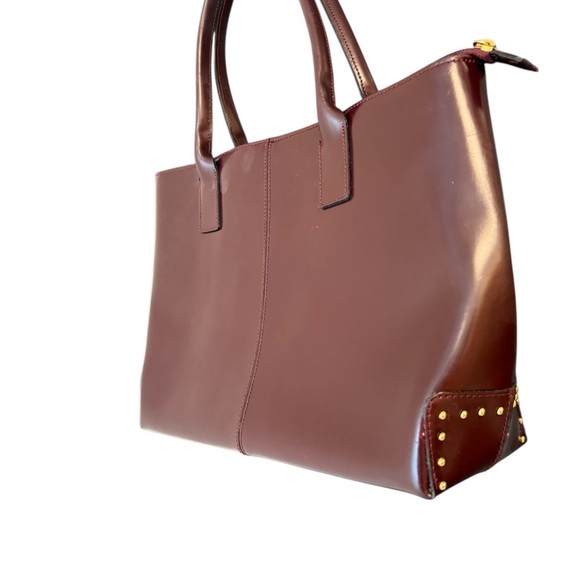 Arcadia Dark Burgundy Leather Shoulder Bag with Gold Accent GUC minor wear - Picture 1 of 13